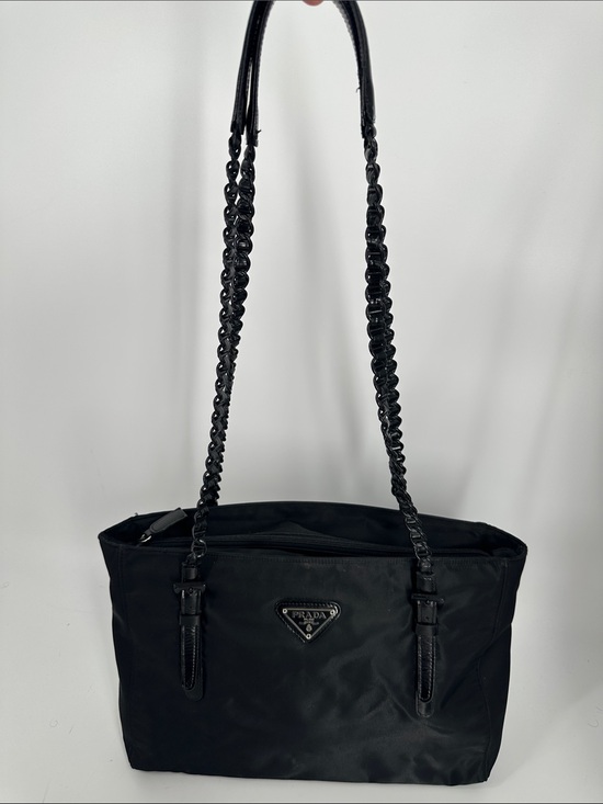 Prada Handbags - Prada Tessuto Nylon Tote Bag with chain link handles
